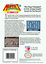 Box back cover for Jim Henson's Muppet Adventure: Chaos at the Carnival on the Nintendo NES.