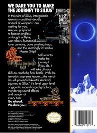 Box back cover for Journey to Silius on the Nintendo NES.