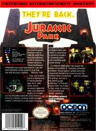 Box back cover for Jurassic Park on the Nintendo NES.