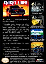 Box back cover for Knight Rider on the Nintendo NES.