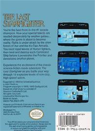 Box back cover for Last Starfighter on the Nintendo NES.