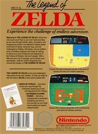 Box back cover for Legend of Zelda on the Nintendo NES.