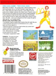 Box back cover for M.C. Kids on the Nintendo NES.