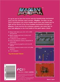 Box back cover for Mag Max on the Nintendo NES.