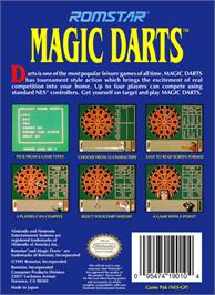 Box back cover for Magic Darts on the Nintendo NES.