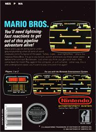 Box back cover for Mario Bros. on the Nintendo NES.