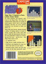 Box back cover for Mega Man III on the Nintendo NES.