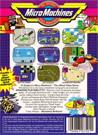 Box back cover for Micro Machines on the Nintendo NES.