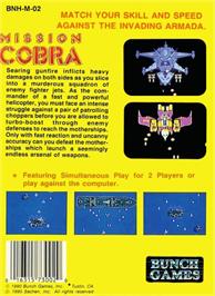 Box back cover for Mission Cobra on the Nintendo NES.