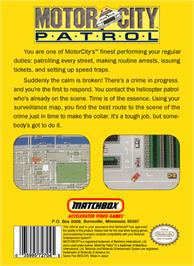 Box back cover for Motor City Patrol on the Nintendo NES.