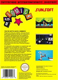 Box back cover for Mr. Gimmick on the Nintendo NES.