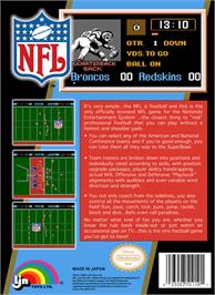 Box back cover for NFL on the Nintendo NES.