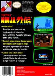 Box back cover for Ninja Gaiden on the Nintendo NES.