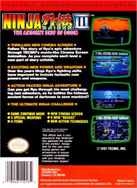 Box back cover for Ninja Gaiden III: The Ancient Ship of Doom on the Nintendo NES.