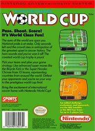 Box back cover for Nintendo World Cup on the Nintendo NES.