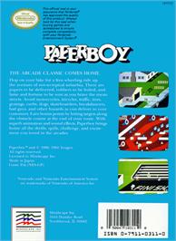 Box back cover for Paperboy on the Nintendo NES.