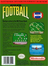 Box back cover for Play Action Football on the Nintendo NES.