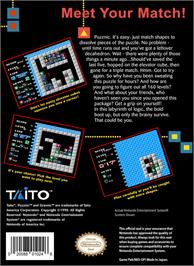 Box back cover for Puzznic on the Nintendo NES.