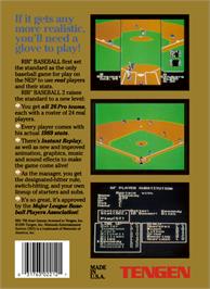Box back cover for RBI Baseball 2 on the Nintendo NES.