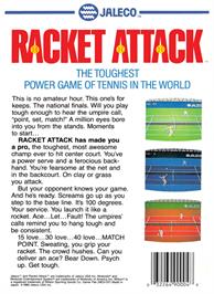 Box back cover for Racket Attack on the Nintendo NES.
