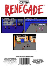 Box back cover for Renegade on the Nintendo NES.