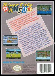 Box back cover for River City Ransom on the Nintendo NES.
