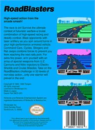 Box back cover for Road Blasters on the Nintendo NES.