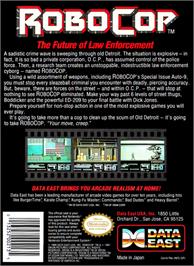 Box back cover for Robocop on the Nintendo NES.