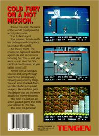 Box back cover for Rolling Thunder on the Nintendo NES.