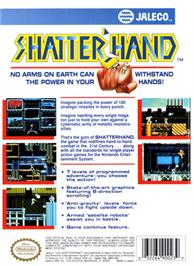 Box back cover for Shatterhand on the Nintendo NES.
