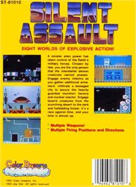 Box back cover for Silent Assault on the Nintendo NES.