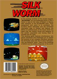Box back cover for Silk Worm on the Nintendo NES.