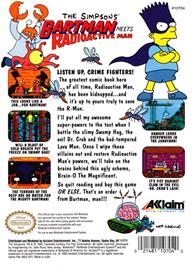 Box back cover for Simpsons: Bartman Meets Radioactive Man on the Nintendo NES.