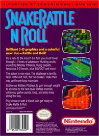 Box back cover for Snake Rattle 'n Roll on the Nintendo NES.