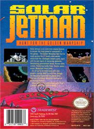 Box back cover for Solar Jetman: Hunt for the Golden Warpship on the Nintendo NES.