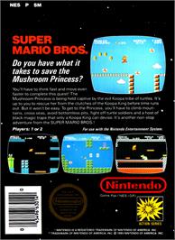 Box back cover for Super Mario Bros. on the Nintendo NES.