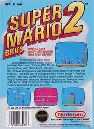 Box back cover for Super Mario Bros. 2 on the Nintendo NES.
