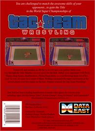 Box back cover for Tag Team Wrestling on the Nintendo NES.