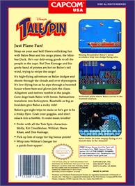 Box back cover for TaleSpin on the Nintendo NES.