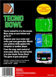 Box back cover for Tecmo Bowl on the Nintendo NES.