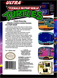 Box back cover for Teenage Mutant Ninja Turtles on the Nintendo NES.