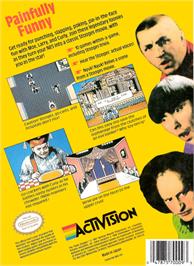 Box back cover for Three Stooges on the Nintendo NES.