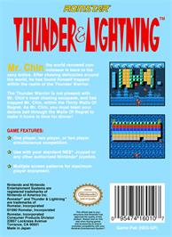 Box back cover for Thunder & Lightning on the Nintendo NES.