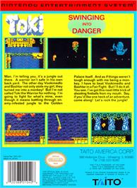 Box back cover for Toki: Going Ape Spit on the Nintendo NES.