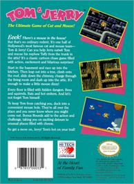 Box back cover for Tom & Jerry: The Ultimate Game of Cat and Mouse on the Nintendo NES.