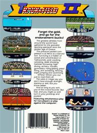 Box back cover for Track & Field 2 on the Nintendo NES.