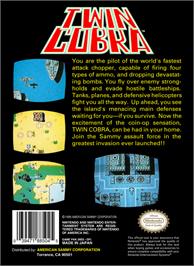 Box back cover for Twin Cobra on the Nintendo NES.