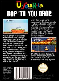 Box back cover for Ufouria: The Saga on the Nintendo NES.