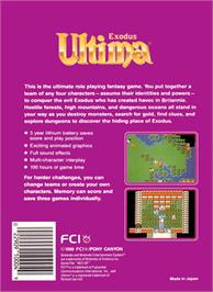 Box back cover for Ultima III: Exodus on the Nintendo NES.
