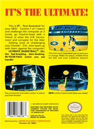 Box back cover for Ultimate Basketball on the Nintendo NES.